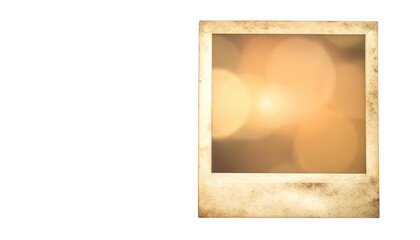 Vintage Polaroid Photo Frame with Warm Bokeh Lights.