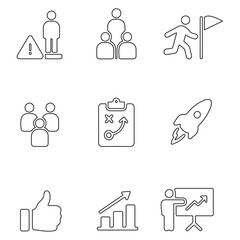 Management icons set vector