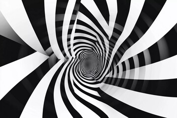 Swirling black and white checkered tunnel creates a mesmerizing optical illusion experience
