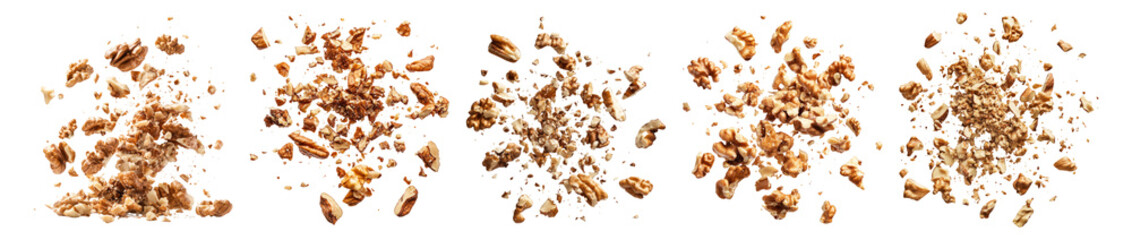 Obraz premium Various Textures of Grain Flakes on a Dark Background for Cooking, Isolated on Transparent, white background