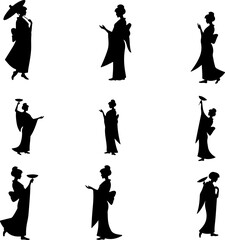 Obraz premium Elegant Geisha Silhouette Art Collection