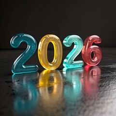 3D golden 2026 new year celebration sign illustration