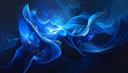 Abstract blue smoke pattern with flowing light and energy curve design