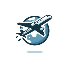 Airplane soaring above the globe, representing travel and global connectivity.