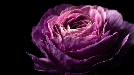 Obraz premium Detailed close up of richly layered purple petals illuminated against a dark backdrop