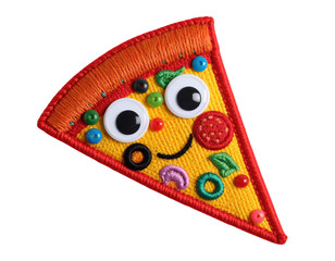 Whimsical Pizza Slice Patch with Googly Eyes and Colorful Toppings.