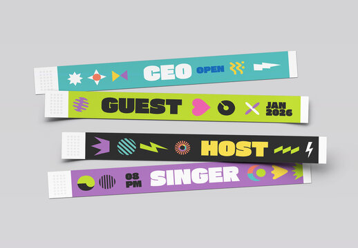 Abstract Bold Geometric Music Event Wristband Design