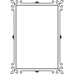 Ornate Black Vintage Rectangular Frame With Decorative Flourishes On Transparent Background