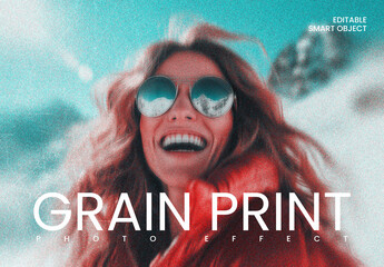 Grain Print Photo Effect Mockup