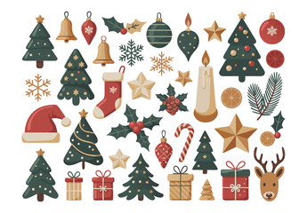 Modern Christmas Vector Illustrations Set