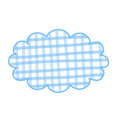 Blue Gingham Cloud: Whimsical Weather Icon, Pastel Check Pattern.