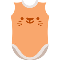 Cute Orange Baby Onesie With Cat Face Design On White Background