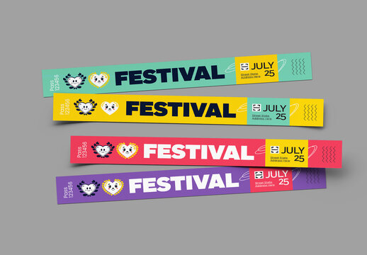 Vibrant Festival Wristband and Ticket Template