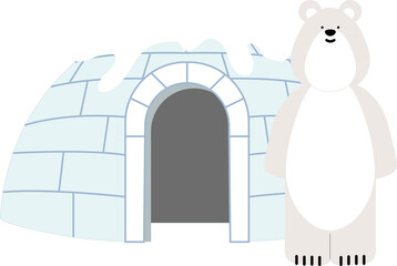 목도리와 모자를 쓴 북극곰