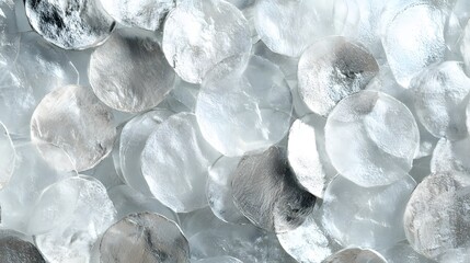 Translucent, silvery, circular decorative elements create a shimmering background texture.