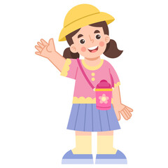 Illustration of Young Girl Waving