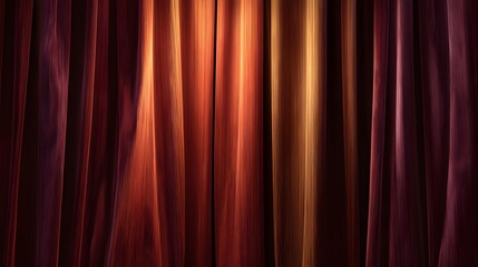 Fototapeta premium Rich vertical folds of deep colored fabric glow with internal light