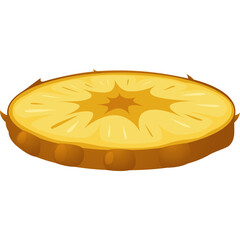 Pineapple Slice Tropical Fruit Healthy Food Close Up Macro View Isolated On Transparent Background