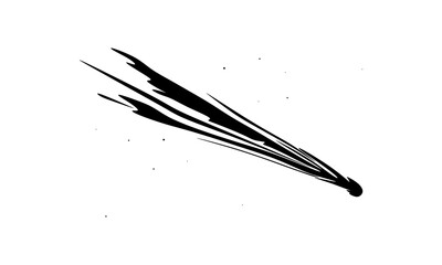 Black silhouette vector of Comet Lemmon with a long streaking tail and scattered stars on a white minimalist background.