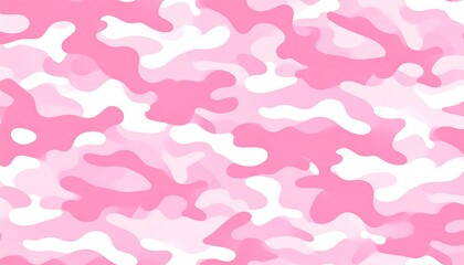 A digitally created camouflage pattern in various shades of pink and white, providing a soft and whimsical effect. It resembles an abstract floral design