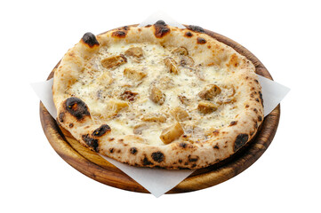 wood-fired pizza with mushrooms and cheese