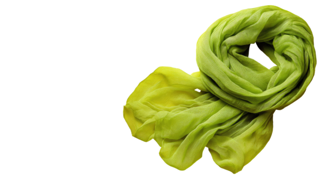 Soft, flowing, lime-yellow and green scarf
