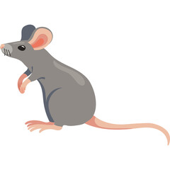 Pixel Art Gray Mouse Standing On Hind Legs With Pink Ears And Pink Feet On A Transparent Background