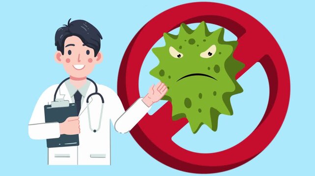 template doctor with handling of virus outbreaks animation