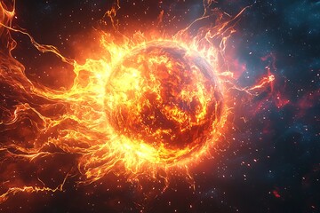 Obraz premium Giant Flaming Planet Cosmic Power High Resolution Picture