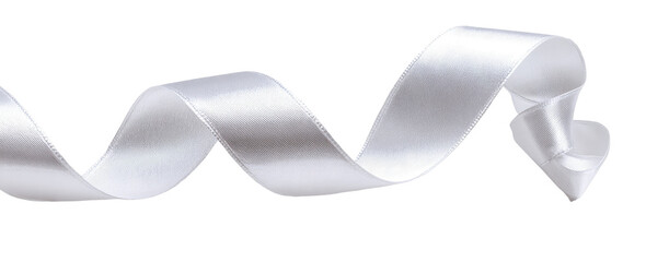 White satin ribbon in a wavy spiral