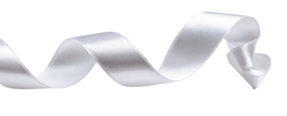 White satin ribbon in a wavy spiral