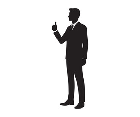 Fototapeta premium Businessman Silhouette Giving Thumbs Up – Black and White Vector Illustration