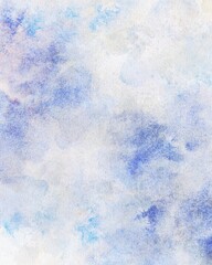 Abstract Watercolor Background Texture in Cool Tones of Blue, Indigo, and White. Hand-painted Wash with Subtle Splatters and Blended Colors, Ideal for Winter Themes, Wallpapers, or Modern Designs.
