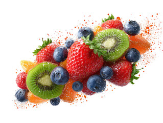 Vibrant fruit medley, kiwi, strawberries, blueberries