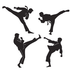 Vector art of karate fighters silhouettes