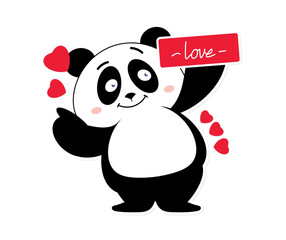 panda bear with a heart