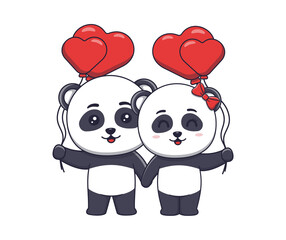 panda with a love