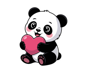 panda bear with a heart