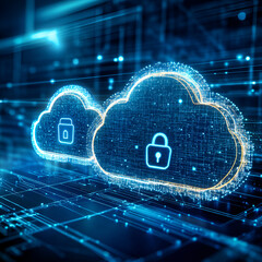 Cloud Computing and Data Security, "Digital Cloud with Lock Icons", "Data Clouds with Digital Locks", "Secure Cloud Computing Network", "Digital Data Protection in Cloud", "Cloud Data Security with En