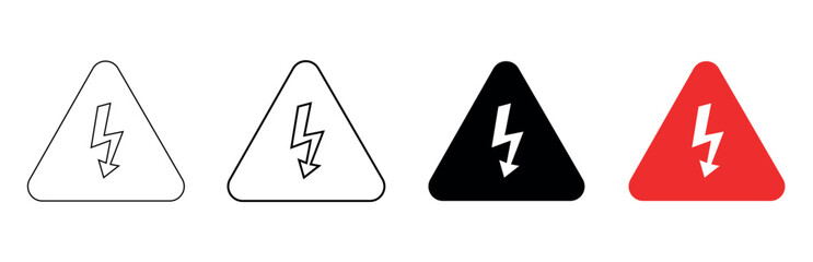 Vector art of high voltage warning sign icon set
