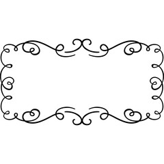 Elegant Black Ornate Flourish Border Frame With Swirls And Scrolls On White Background Ideal For Invitations And Certificates