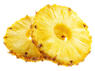 Two fresh pineapple slices stacked