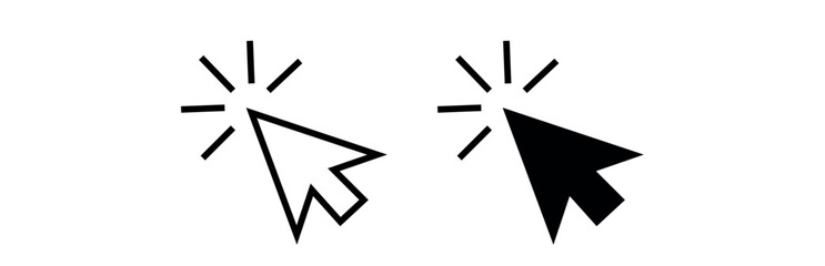 Vector art of collection of two cursor icons, one outlined and one solid black