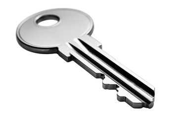 A single silver key isolated on transparent background