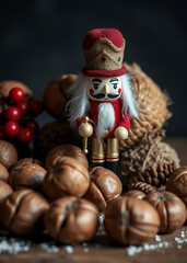 Walnuts with nutcracker nutcrackers holiday  decoration christmas toy festive merry celebration