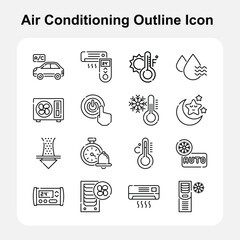 Smart Cooling and Temperature Control Symbols in Outline Style – Set 1
