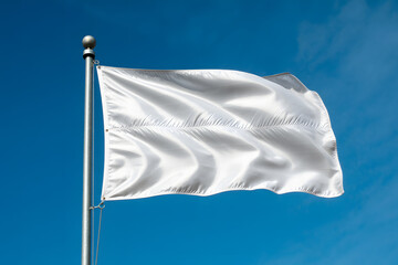 white flag waving on pole against clear blue sky symbol of peace and surrender