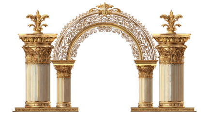 Golden Gate at the Temple of Heaven in Beijing, China with ornate traditional architecture, historical landmark and cultural heritage isolated on white background