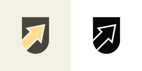 Creative letter u logo with arrow combination vector