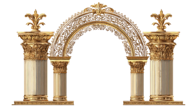 Golden Gate at the Temple of Heaven in Beijing, China with ornate traditional architecture, historical landmark and cultural heritage isolated on white background